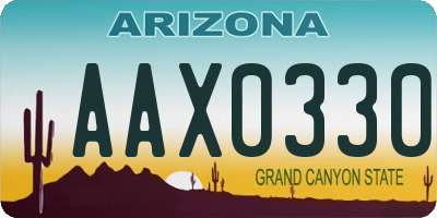 AZ license plate AAX0330