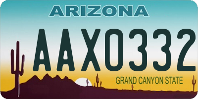 AZ license plate AAX0332
