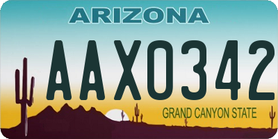 AZ license plate AAX0342