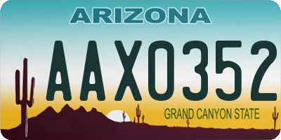 AZ license plate AAX0352