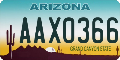 AZ license plate AAX0366