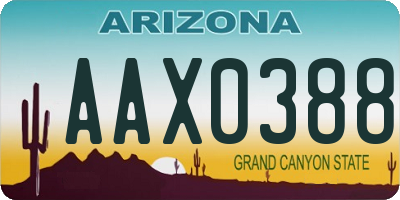 AZ license plate AAX0388