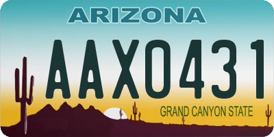 AZ license plate AAX0431