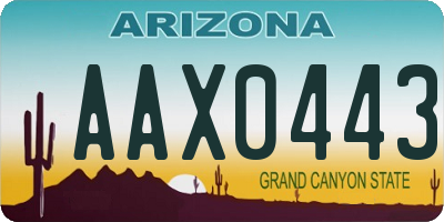 AZ license plate AAX0443