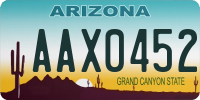 AZ license plate AAX0452