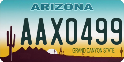 AZ license plate AAX0499
