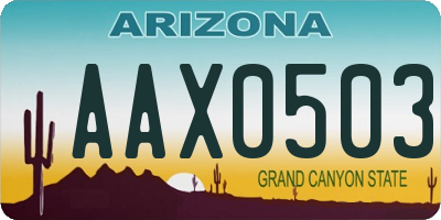 AZ license plate AAX0503