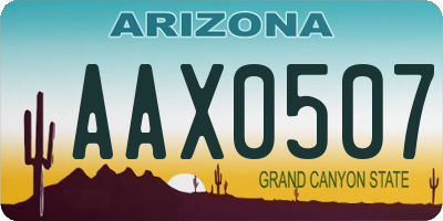AZ license plate AAX0507