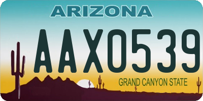 AZ license plate AAX0539