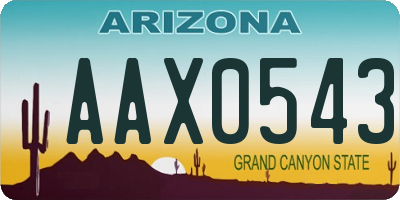 AZ license plate AAX0543