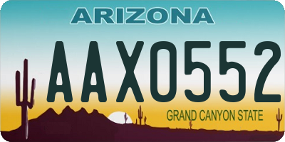 AZ license plate AAX0552