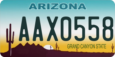 AZ license plate AAX0558