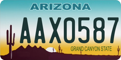 AZ license plate AAX0587