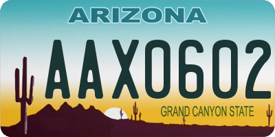 AZ license plate AAX0602