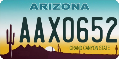 AZ license plate AAX0652