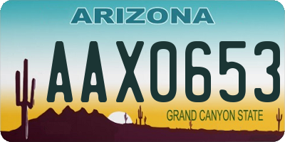 AZ license plate AAX0653