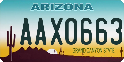 AZ license plate AAX0663