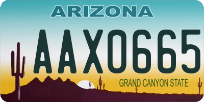 AZ license plate AAX0665