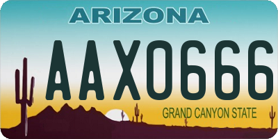 AZ license plate AAX0666