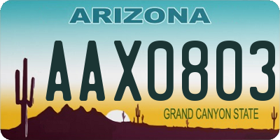 AZ license plate AAX0803