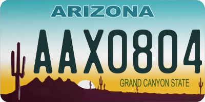 AZ license plate AAX0804