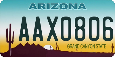AZ license plate AAX0806