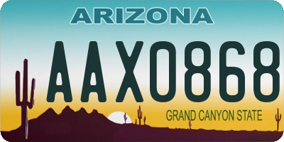 AZ license plate AAX0868