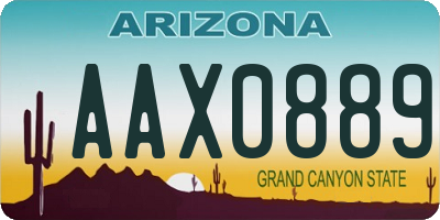 AZ license plate AAX0889