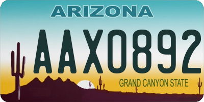AZ license plate AAX0892