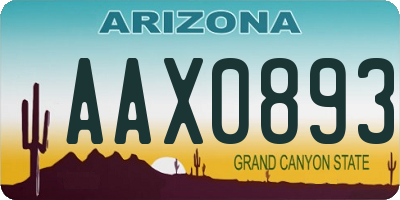 AZ license plate AAX0893