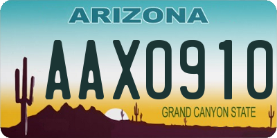 AZ license plate AAX0910