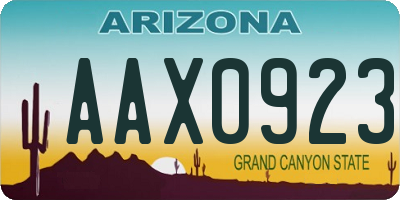 AZ license plate AAX0923