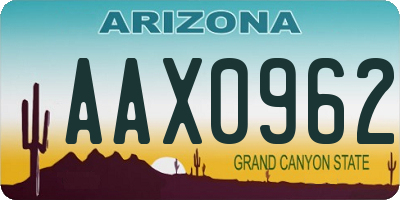 AZ license plate AAX0962