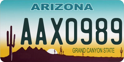 AZ license plate AAX0989
