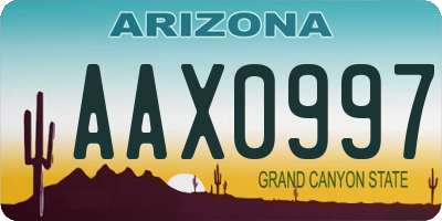 AZ license plate AAX0997
