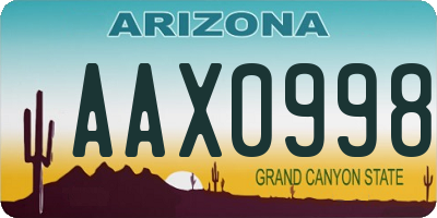 AZ license plate AAX0998