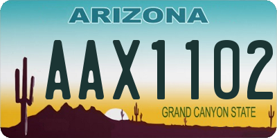 AZ license plate AAX1102