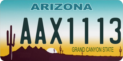 AZ license plate AAX1113