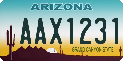 AZ license plate AAX1231