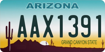 AZ license plate AAX1391