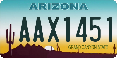 AZ license plate AAX1451