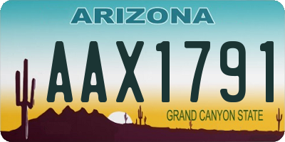 AZ license plate AAX1791