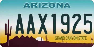 AZ license plate AAX1925