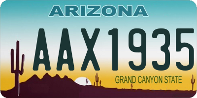 AZ license plate AAX1935