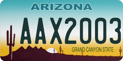 AZ license plate AAX2003
