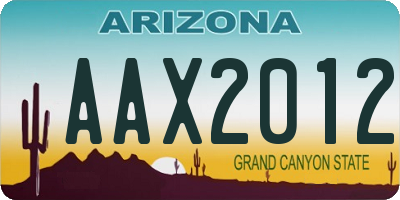 AZ license plate AAX2012