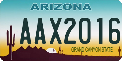 AZ license plate AAX2016