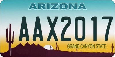 AZ license plate AAX2017