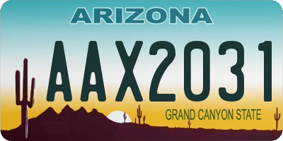 AZ license plate AAX2031