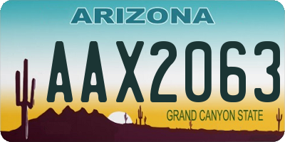 AZ license plate AAX2063